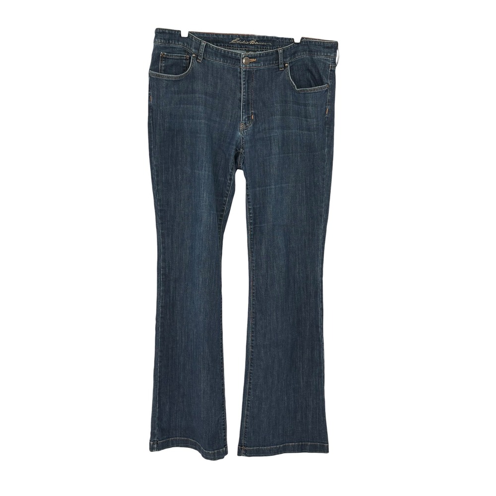 Eddie Bauer Slightly Curvy Flare Jeans Blue Medium Wash Stretch 16T‎